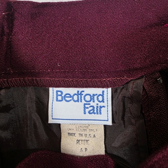 Vintage Bordeaux Pleated Wool Midi Skirt for Work - Picture 2 of 7